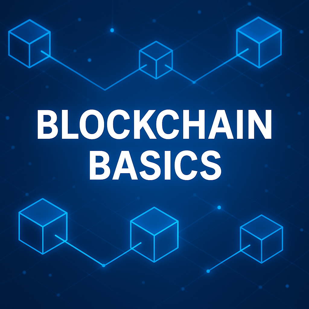 Diagram of blocks linked together to explain blockchain basics